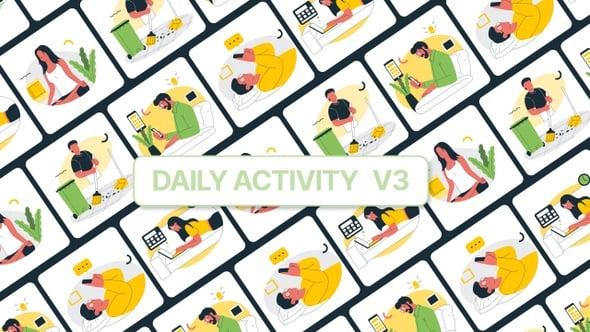 Animated Flat Design Illustrations of Daily Activities and Routines ...