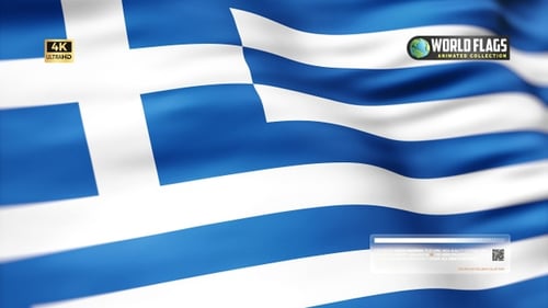 Waving Fabric Flag of Greece Animation