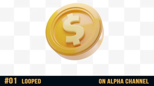 Looping 3D Golden Dollar Coin Animation