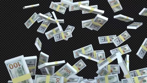 Falling Hundred Dollar Bills Raining Cash Animation