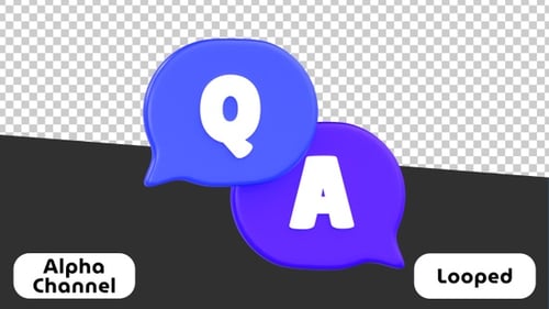 Q and A Speech Bubbles 3D Animation | Alpha Channel