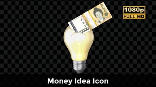 Money Being Inserted into Light Bulb Idea Bank Animation