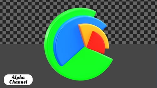 3D Segmented Pie Chart Analytics Animation | Alpha Channel