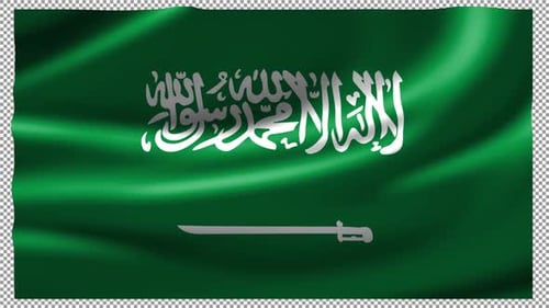 Saudi Arabia Flag Waving with Alpha Channel for Identity