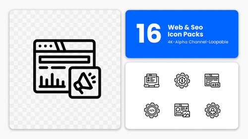 SEO & Coding Animated Icons – Website Optimization & Development (Loopable 4K)