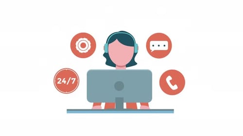 Animated Customer Service Illustration on Transparent Background