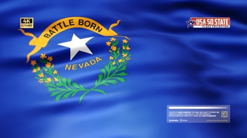 Waving Nevada State Flag Realistic Animation