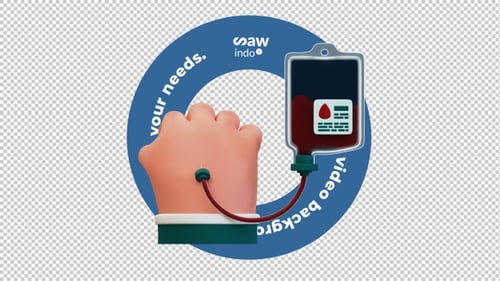 3D Animation Medical Blood Donation - Transparent Background Loop