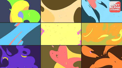 Colorful Fluid Transitions with Abstract Liquid Paint Splashes