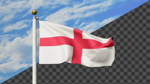 Realistic 3D England Flag Waving Animation