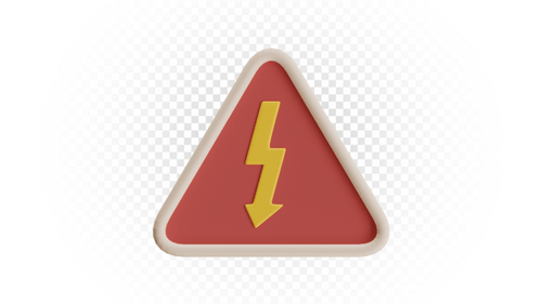 3D High Voltage Warning Sign Icon Isolated on White Background