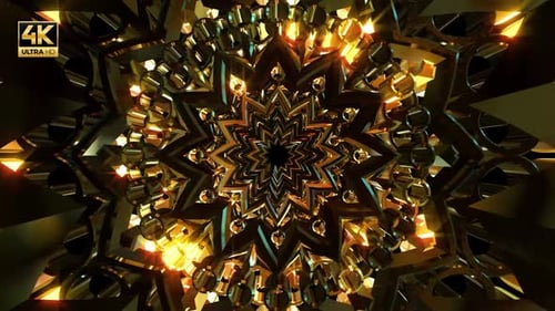 Golden Abstract Geometric Mandala Pattern Loop