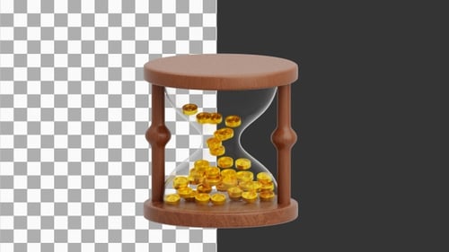 3D Hour Glass Money | Alpha Channel