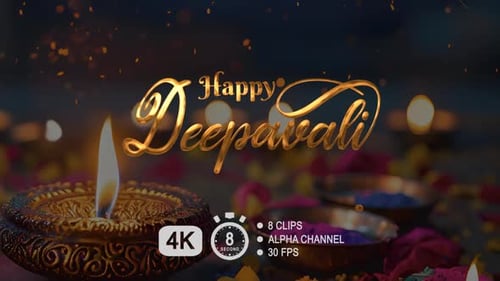 Happy Deepavali Elegant Calligraphy Text Reveal Animation
