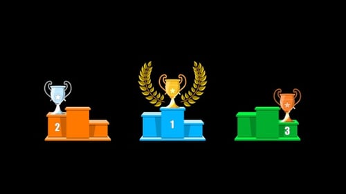 Siegerpodest, Victory Concept, Gold, Silber, Bronze. Transparenter Hintergrund (Alphakanal)