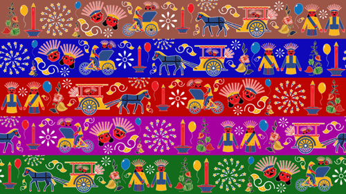 Symboles colorés et vibrants de Jakarta, motif culturel, design patrimonial, Ondel, Ondel, Monas, Delman et Becak