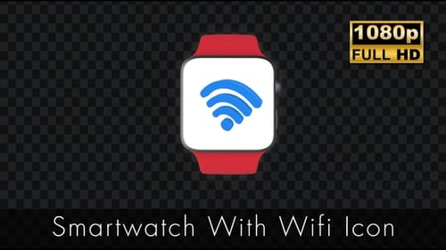 3D Animated Smartwatch Displaying Wi-Fi Connection Icon