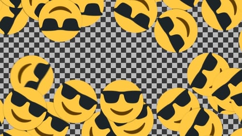Emoji-Übergang mit lächelndem Gesicht und Sonnenbrille | UHD | 60 Bilder pro Sekunde
