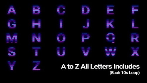 Glowing Neon Lights Alphabet Letters Vj Loop Text Pack