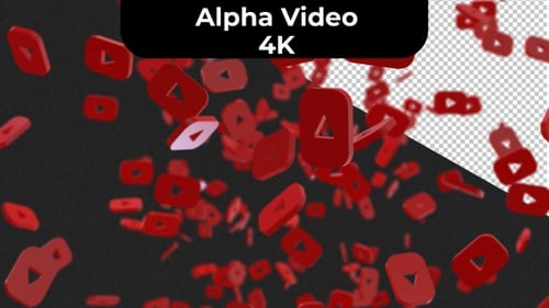 Looping 3D Red Play Button Icons Animation