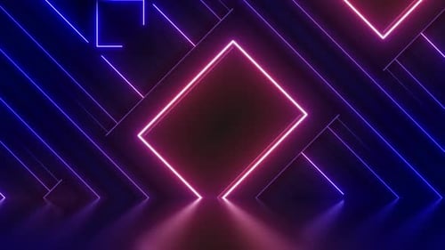 Animated Neon Geometric Tunnel Background
