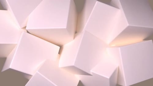 Abstract 3D White Cubes Dynamic Geometric Background Animation