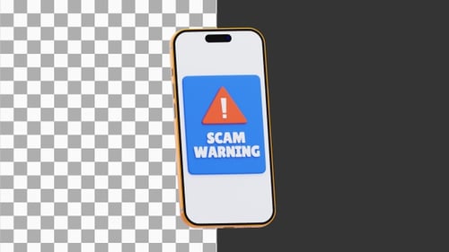 3D-Animation eines Phishing-Angriffs mit Betrugswarnung | Alpha Channel