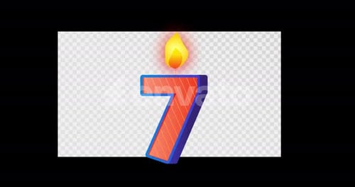 Number Seven Birthday Candle Alpha