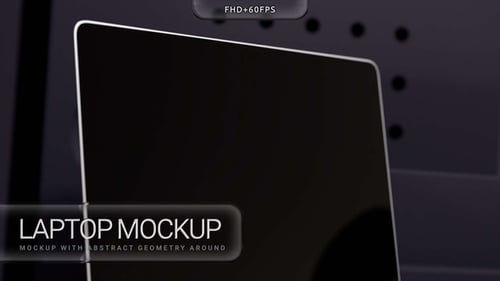 Laptop-Modell mit abstrakter Geometrie um 07