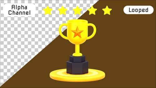 Animação giratória do 3D Gold Trophy Award | Alpha Channel