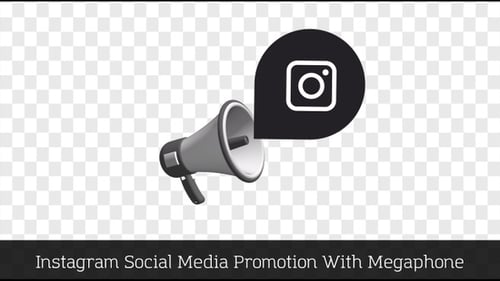 Animated 3D Megaphone with Instagram Icon for Social Media Marketing