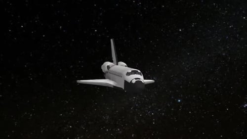 Space Shuttle Orbiting Among Stars 3D Animation