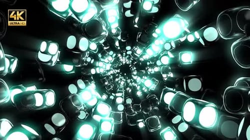 Glowing Random Cubes Tunnel 4K