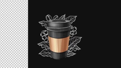 Animated Coffee Cup with Alpha Channel Reveal
