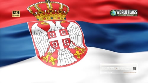 Seamless Loop of Serbian Flag Waving with Coat of Arms