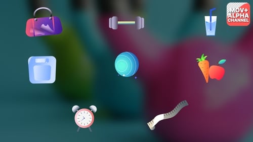 Animated Health and Fitness Icons Pack