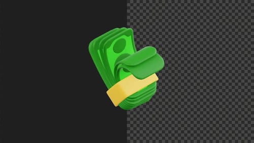 Rotating 3D Stack of Cash Banknotes Icon