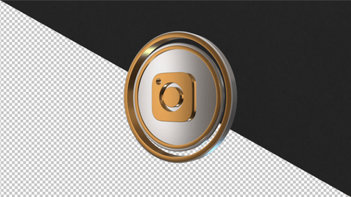 Golden Silver 3D Instagram Logo Rotation