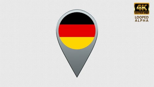 3D Rotating Germany Flag Map Pin Location Animation