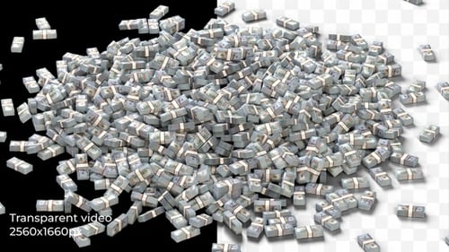 3D Falling Money Animation – 2K Resolution with Transparent Alpha Channel