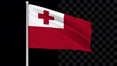 Realistic Waving Tonga Flag Seamless Loop