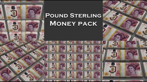 Pound Sterling British Money Banknote Packs Loop Animation