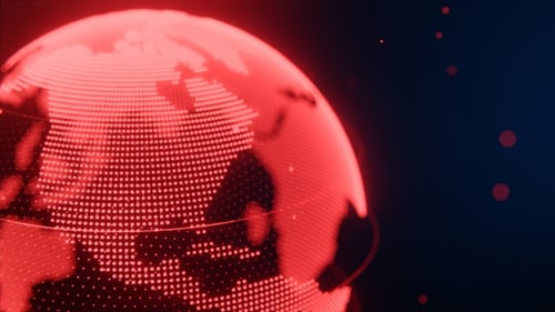 Digital Red Globe Rotation Technology Background Loop