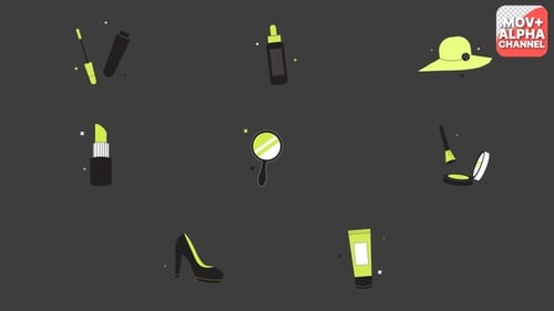Animated Flat Design Beauty and Fashion Icons Pack
