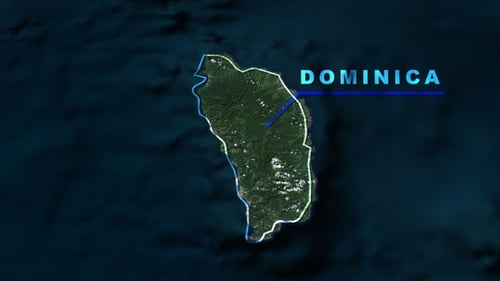 Satellite Map Zoom to Dominica Island Location Reveal