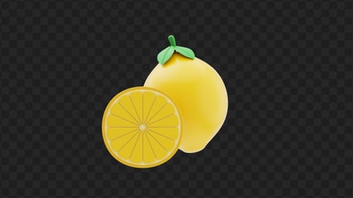 3D Lemon and Slice Reveal | Alpha Channel