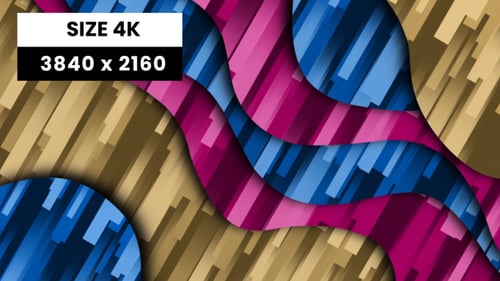 Abstract Wavy Shape Layers with Moving Geometric Lines Background