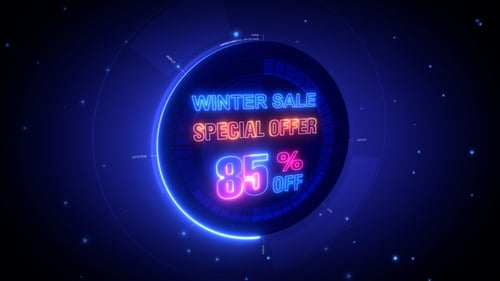 Neon Futuristic Winter Sale Special Offer Text Reveal