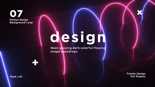 Neon Glowing Rings Flowing Background