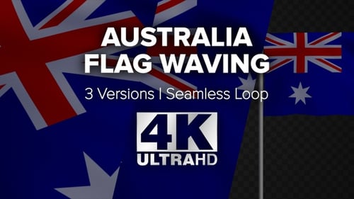 Realistic Australian Flag Waving Seamless Loop Background